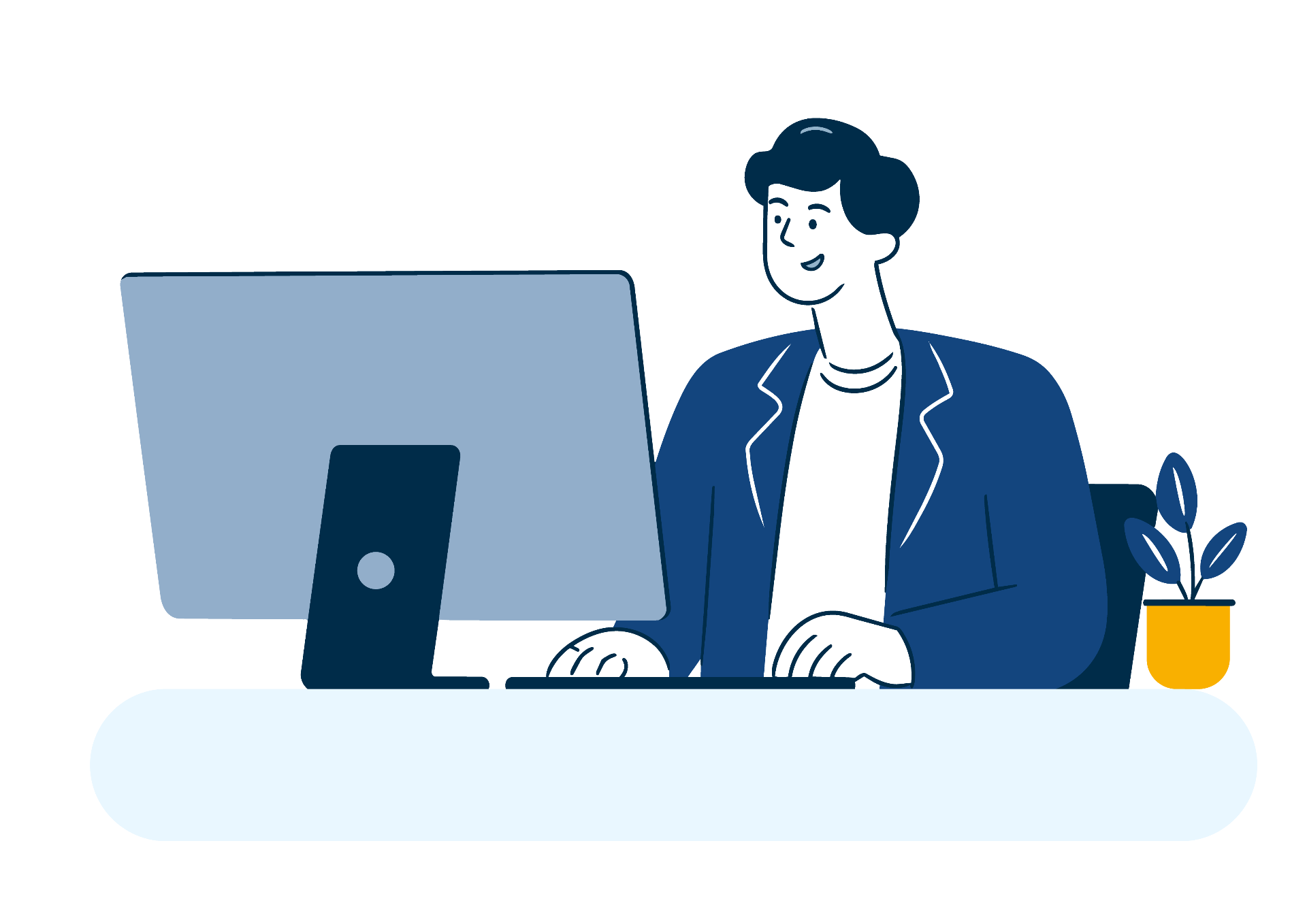 Illustratie van een aanvrager achter een computer